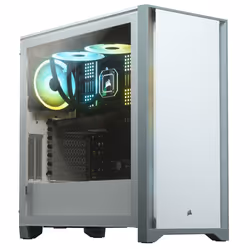 Corsair 4000D, Midi Tower, PC, Blanc, ATX, EATX, micro ATX, Mini-ITX, Plastique, Acier, Verre trempé, 17 cm