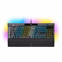 Corsair K100 RGB, Taille réelle (100 %), USB, Contacteur de touche opto-mécanique, QWERTY, LED RGB, Noir