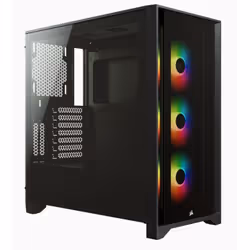 Corsair iCUE 4000X RGB, Midi Tower, PC, Noir, ATX, EATX, micro ATX, Mini-ITX, Plastique, Acier, Verre trempé, Jouer