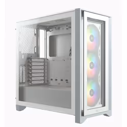 Corsair iCUE 4000X RGB, Midi Tower, PC, Blanc, ATX, EATX, micro ATX, Mini-ITX, Plastique, Acier, Verre trempé, Jouer