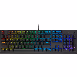 Corsair K60 RGB PRO Low Profile, Taille réelle (100 %), USB, Clavier mécanique, QWERTZ, LED RGB, Noir