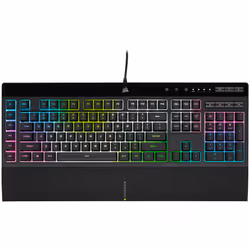 Corsair K55 RGB PRO XT, Taille réelle (100 %), USB, QWERTY, LED RGB, Noir