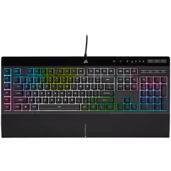 Corsair K55 RGB PRO XT, Taille réelle (100 %), USB, QWERTY, LED RGB, Noir