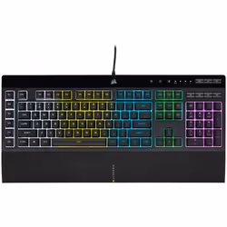 Corsair K55 RGB PRO, Taille réelle (100 %), USB, QWERTZ, LED RGB, Noir