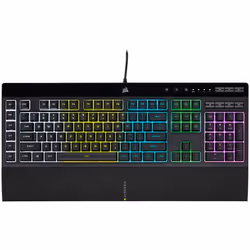 Corsair K55 RGB PRO, Taille réelle (100 %), Avec fil, USB, QWERTY, LED RGB, Noir