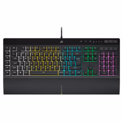 Corsair K55 RGB PRO, Taille réelle (100 %), Avec fil, USB, QWERTY, LED RGB, Noir