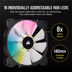 Corsair SP140 RGB ELITE Boitier PC Ventilateur 14 cm Noir 2 pièce(s) - Vue supplémentaire 14