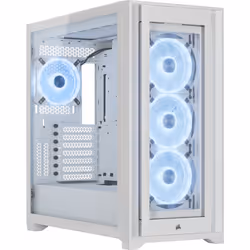 Corsair 5000X RGB QL Edition, Midi Tower, PC, Blanc, ATX, Jouer, Multicolore