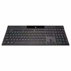 Corsair K100 RGB AIR, Taille réelle (100 %), USB + RF Wireless + Bluetooth, Clavier mécanique, QWERTZ, LED RGB, Noir