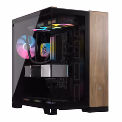 Corsair CC-9011282-WW, Midi Tower, PC, Noir, Noyer, ATX, Acier, Verre trempé, Jouer