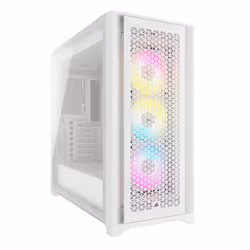 Corsair iCUE 5000D RGB Airflow, Midi Tower, PC, Blanc, ATX, EATX, micro ATX, Mini-ITX, Plastique, Acier, Verre trempé, Jouer