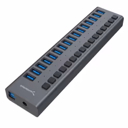 Sabrent HB-PU16, USB 3.2 Gen 1 (3.1 Gen 1) Type-B, USB 3.2 Gen 1 (3.1 Gen 1) Type-A, 5000 Mbit/s, Noir, Aluminium, 248,9 mm