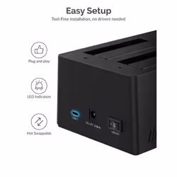 Sabrent EC-CH2B Station d'accueil de disques de stockage USB 3.2 Gen 1 (3.1 Gen 1) Type-C Noir