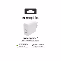 mophie 409909304 chargeur d'appareils mobiles Ordinateur portable, Smartphone, Tablette Blanc Secteur Charge rapide Intérieure
