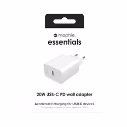 mophie essentials 20W USB-C PD wall adapter Universel Blanc Secteur Charge rapide Intérieure - Vue supplémentaire 5