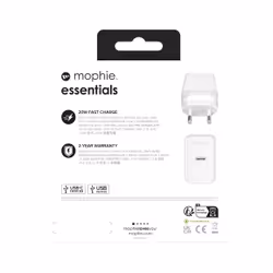 mophie essentials 20W USB-C PD wall adapter Universel Blanc Secteur Charge rapide Intérieure - Vue supplémentaire 6