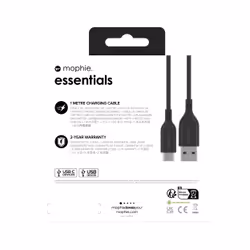 mophie essentials charging cables | 1M câble USB USB 2.0 USB A USB C Noir - Vue supplémentaire 6