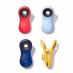 OXO OX13328400, Clip de fermeture hermétique pour sac alimentaire, Bleu, Bleu clair, Rouge, Jaune, Plastique, 4 pièce(s)