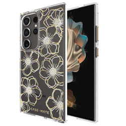 Zizo Coque pour Galaxy S24 Ultra Motif Floral Gems Élégant Rigide Dorée