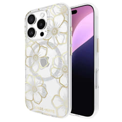 CASE MATE Coque Compatible MagSafe pour iPhone 16 Pro Design Floral Gems Dorée