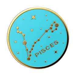 PopSockets Enamel Pisces, Grip, Or, Turquoise, Métal, Universel, 38,8 mm, 38,8 mm