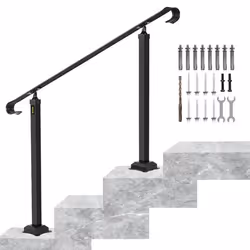 VEVOR Garde-Corps Escalier Main Courante Fer Forgé Réglable 1-3 Marches 685 cm