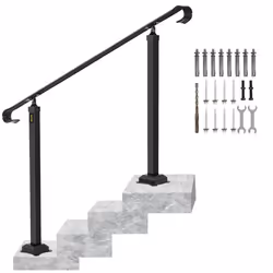 VEVOR Garde-Corps Escalier Main Courante Fer Forgé Réglable 3 Marches 140 cm