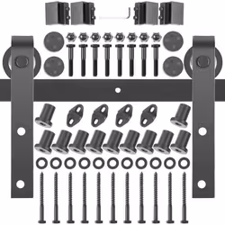 Kit Quincaillerie Porte Double-VEVOR-Quincaillerie Porte Suspendue 150kg Rail Porte Coulissante Acier Carbone 4 Cintres 6x4x3 ...