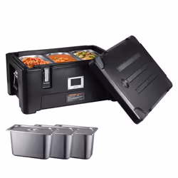 Conteneur Isotherme -VEVOR- 3 Bacs Alimentaires en Inox Boîte de Transport-pour Garder au Chaud ou Froid Traiteur Restauratio ...
