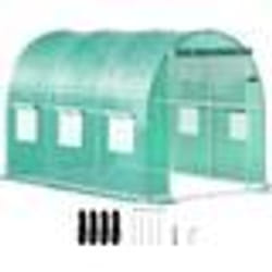 Serre de Jardin Tunnel - VEVOR - Serre Tunnel Cadre Galvanisé Couverture Étanche Plantes 3x21x21 m Vert