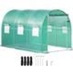 Serre de Jardin Tunnel - VEVOR - Serre Tunnel Cadre Galvanisé Couverture Étanche Plantes 37x21x21 m Vert