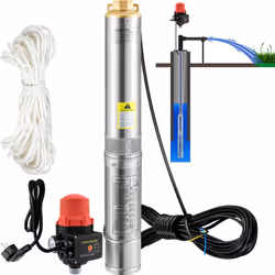Mophorn Pompe submersible pour puits profonds 750W 230V 105L/min 62m Head IP68 Stainless Steel