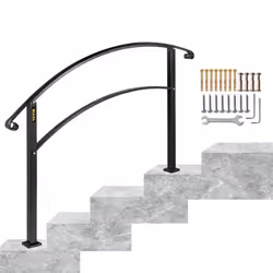 VEVOR Rampe dEscalier Réglable Main Courante pour 4 Marches en Fer Forgé Noir