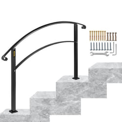 VEVOR Rampe dEscalier Réglable Main Courante pour 3 Marches en Fer Forgé Noir