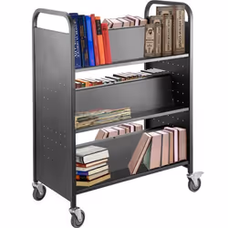 Chariot à Livres - VEVOR - 1250x900x480 mm Chariot de bibliothèque 90 kg étagères inclinées double face W Noir