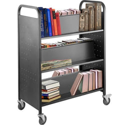 Chariot à Livres - VEVOR - 1250x900x480 mm Chariot de bibliothèque 90 kg étagères inclinées double face W Noir