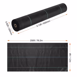 Toile de Paillage-VEVOR-1.2*76.2-170-12x762 m-Tissu en Polypropylène-Aménagement Paysager Couvre-sol-Noir
