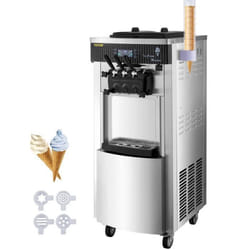 Machine à Crème Glacée Commerciale - VEVOR - Sorbetière à Glace Verticale 2+1 Saveurs 20-28 L/h