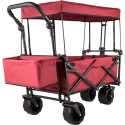 Chariot Pliable avec Toit - VEVOR - Charge 100 kg Chariot de Jardin Chariot de Plage - Rouge