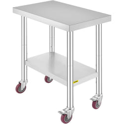 Vevor - Table de Travail Cuisine 76x46x86 cm Table de Travail Inox avec Roulettes et Freins Capacite de Charge 100 kg pour Preparation des Repas