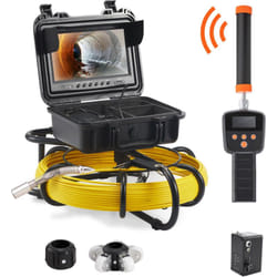 Vevor - Camera Inspection Canalisation Localisateur 512 Hz Endoscope Drain 50 m Ecran 9'' Enregistreur dvr Etanche IP68 12 led Reglables Carte sd 16