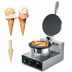 Gaufrier à Cornet de Glace Commercial 1230 W-VEVOR-Appareil à Cornet de Glace et Rouleaux dŒufs-Boulangerie Snack-bar