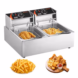 12 L Friteuse Électrique Commerciale -VEVOR - 5000 W Friteuse à Huile 2 Cuves Inox