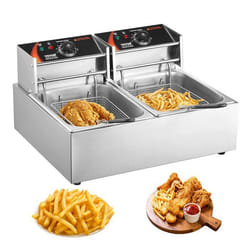 12 L Friteuse Électrique Commerciale -VEVOR - 5000 W Friteuse à Huile 2 Cuves Inox