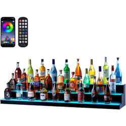 VEVOR Presentoir a Bouteilles Lumineux Eclaire par LED, Etagere a Vins 3 Niveaux 152,2 cm, Presentoir a Boisson Commercial, en Acrylique, avec
