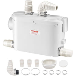 VEVOR Pompe Maceratrice 500 W Pompe de Relevage Eaux Usees 6600 L/h Hauteur Manometrique 8 m 3 Entrees deEau pour Toilette Sous-sol Cuisine Evier
