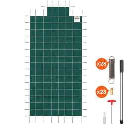 Couverture de Sécurité pour Piscine-VEVOR-49x98 m-Marches dextrémité Centrales 12x24 m-Résister au Soleil-Vent