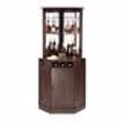 Armoire Industrielle de Coin-VEVOR-avec Porte- Grand Présentoir à Vin Autoportante -avec Porte-verres-Salon Café Marron