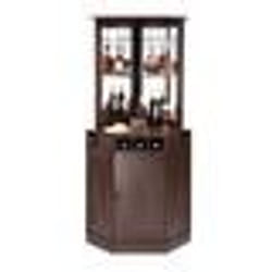 Armoire  Industrielle de Coin-VEVOR-avec Porte- Grand Présentoir à Vin Autoportante -avec Porte-verres-Salon Café Marron