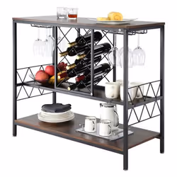 Buffet de Cuisine -VEVOR-100x40x855 cm-avec Porte-verre et Casier à Vin- Assemblage Facile-Salon Maison Bar Domicile
